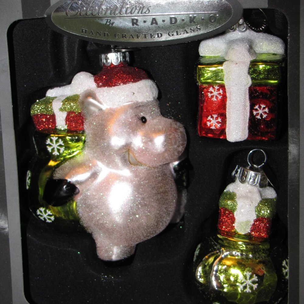 Celebrations Radko Xmas Ornament Santa Pig Gifts